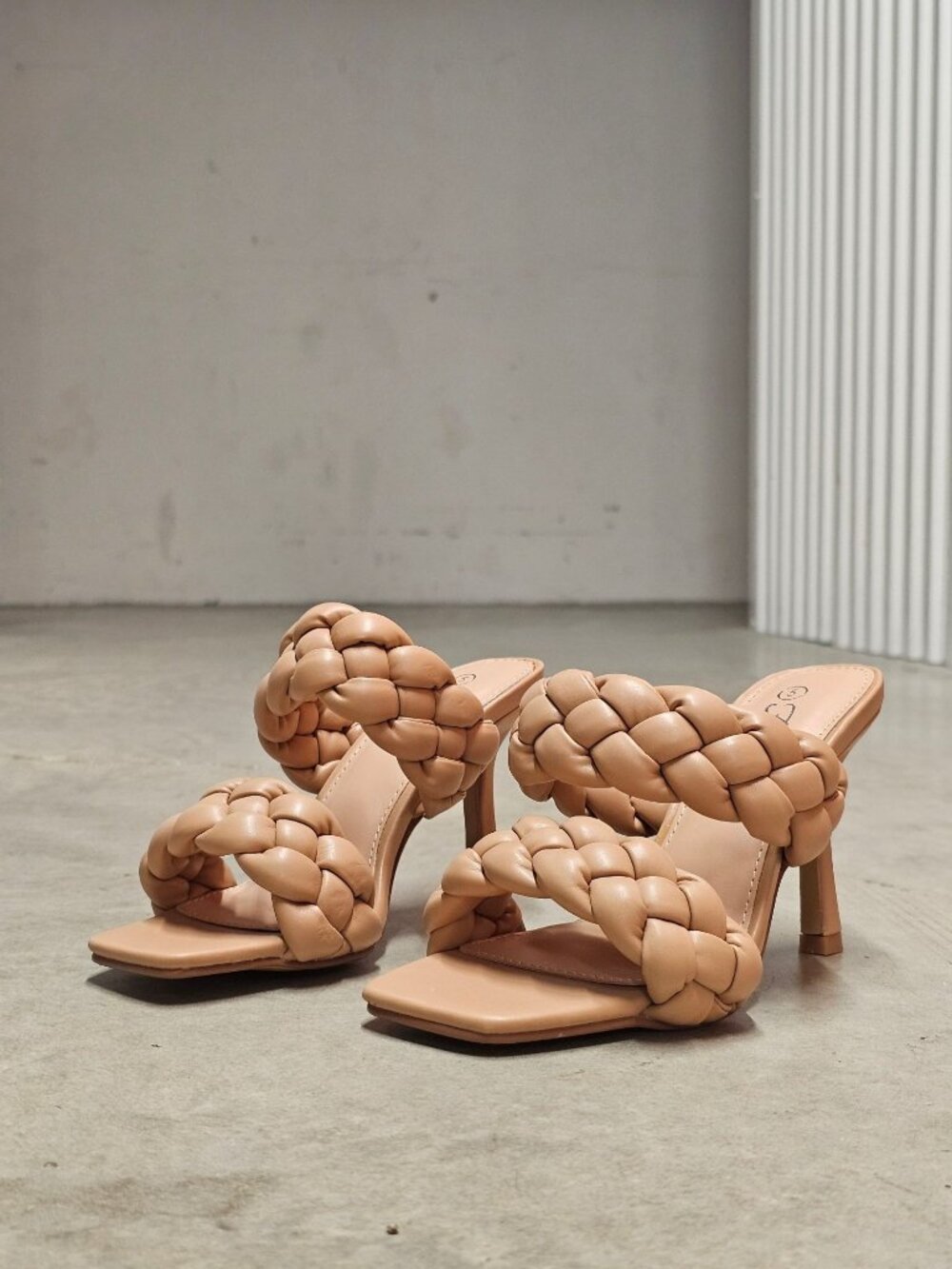Braided Faux Leather High Heel Sandals - Nude Beige Chic & Elegant Design For Wo - Picture 13 of 16
